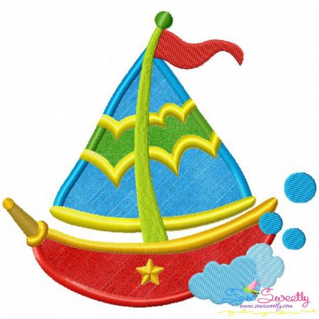 Colorful Fishing Boat-2 Applique Design Pattern