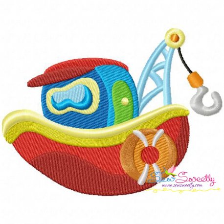 Colorful Fishing Boat-1 Embroidery Design