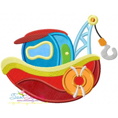 Colorful Fishing Boat-1 Applique Design Pattern-1
