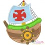 Colorful And Redwork Fishing Boats Embroidery Design Bundle-6