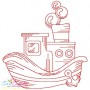 Colorful And Redwork Fishing Boats Embroidery Design Bundle-9