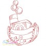 Colorful And Redwork Fishing Boats Embroidery Design Bundle-11