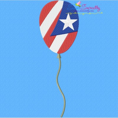 Free 4th of July Balloon-2 Patriotic Embroidery Design Pattern-1