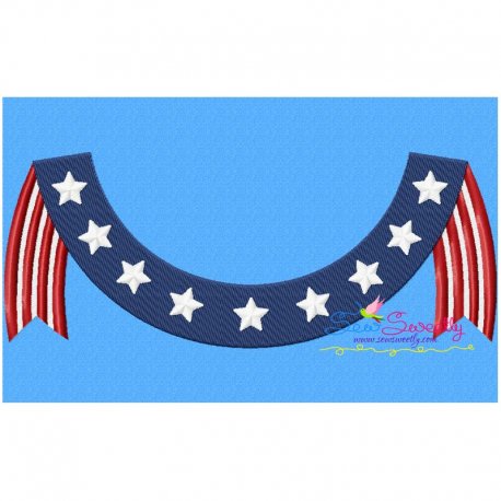 4th of July Banner Patriotic Embroidery Design- 1