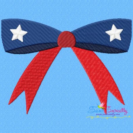 4th of July Bow Patriotic Embroidery Design Pattern