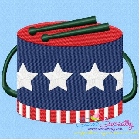 4th of July Drum Patriotic Embroidery Design- 1