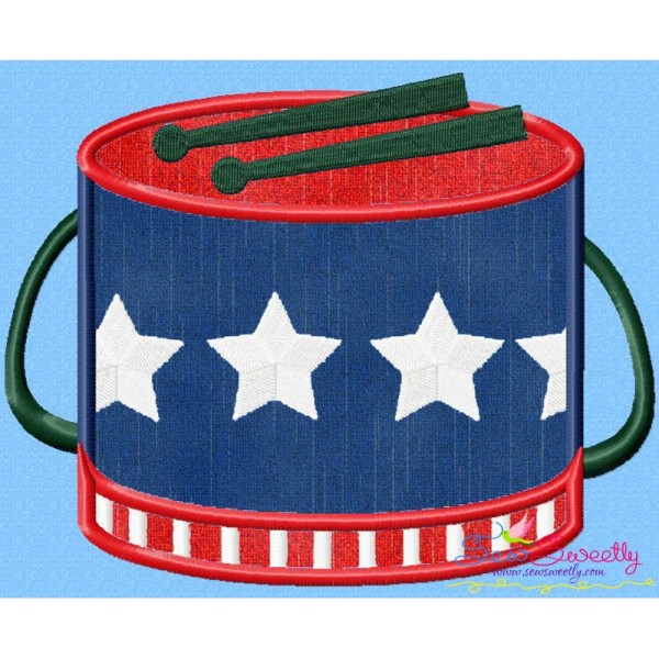 4th of July Drum Patriotic Applique Design Pattern-1