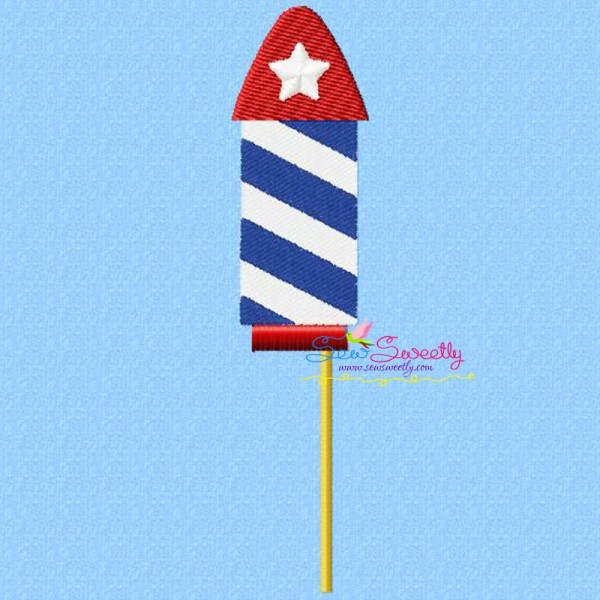 4th of July Rocket-2 Patriotic Embroidery Design Pattern-1