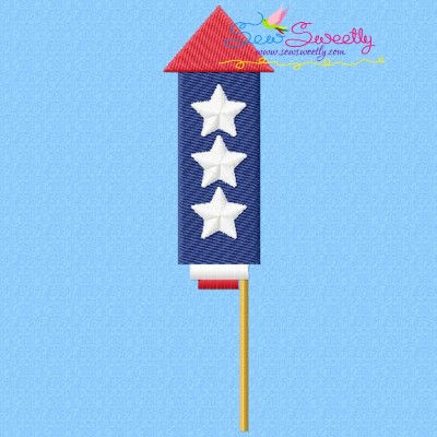 4th of July Rocket-1 Patriotic Embroidery Design Pattern-1