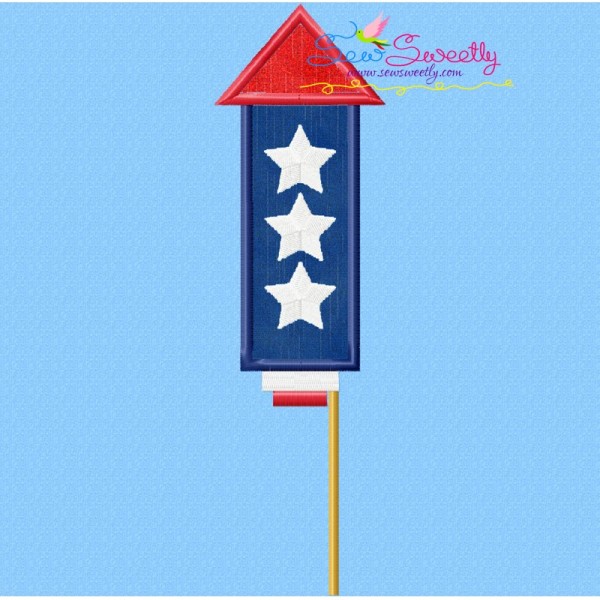 4th of July Rocket-1 Patriotic Applique Design Pattern-1