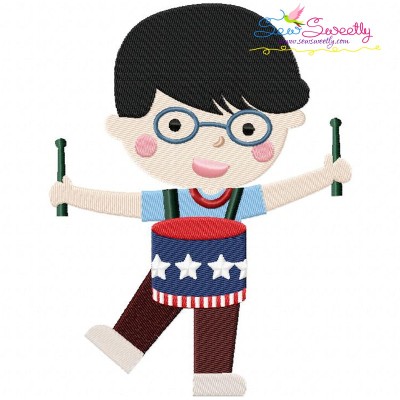 4th of July Boy-1 Patriotic Embroidery Design Pattern-1