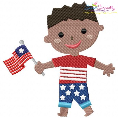 4th of July Boy-2 Patriotic Embroidery Design Pattern-1