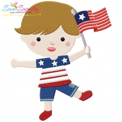 4th of July Boy-3 Patriotic Embroidery Design Pattern-1
