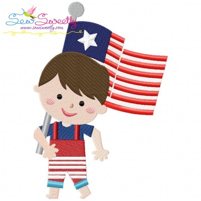 4th of July Boy-4 Patriotic Embroidery Design Pattern-1