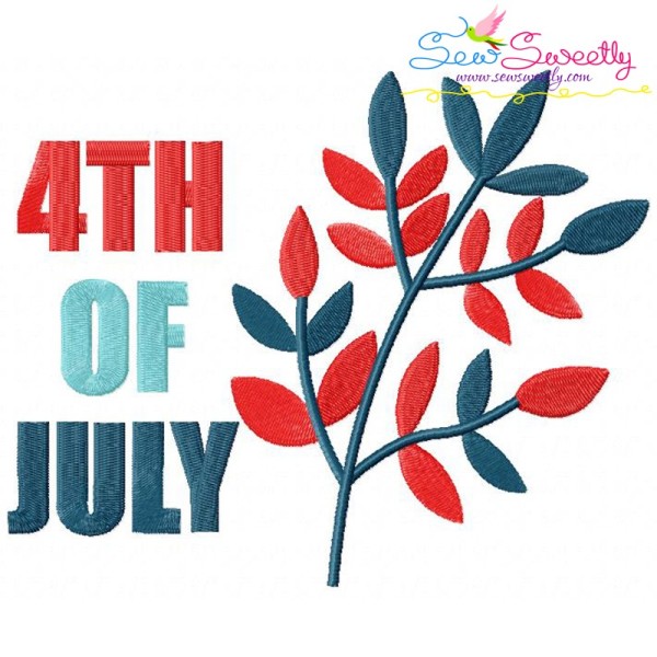 4th of July Leaves Patriotic Embroidery Design Pattern-1