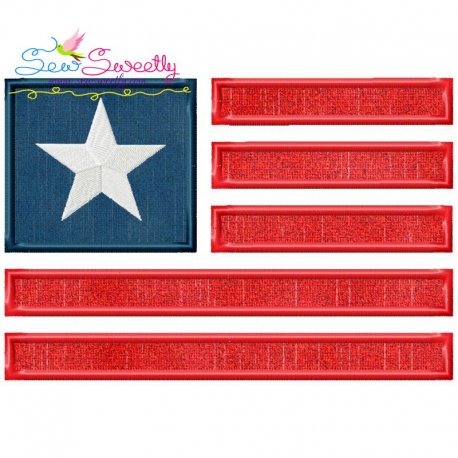 American Flag-2 Patriotic Applique Design Pattern