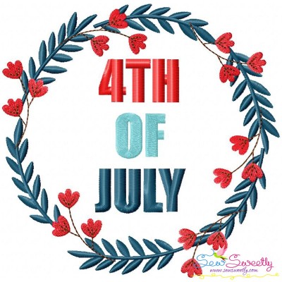 4th of July Floral Frame-3 Patriotic Embroidery Design Pattern-1