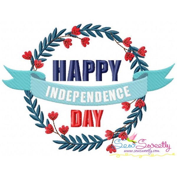 4th of July Floral Frame-1 Patriotic Embroidery Design Pattern-1