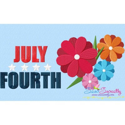 4th of July Flowers Patriotic Embroidery Design Pattern-1