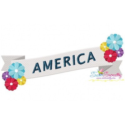 4th of July Ribbon-2 Patriotic Embroidery Design Pattern-1