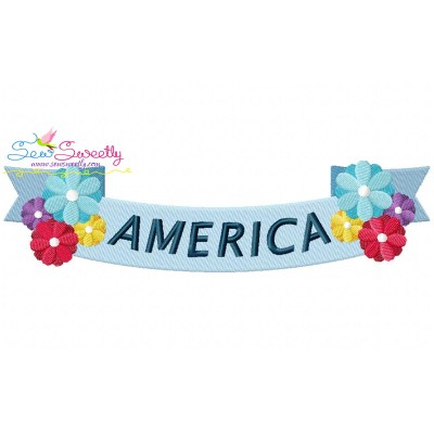 4th of July Ribbon-1 Patriotic Embroidery Design Pattern-1