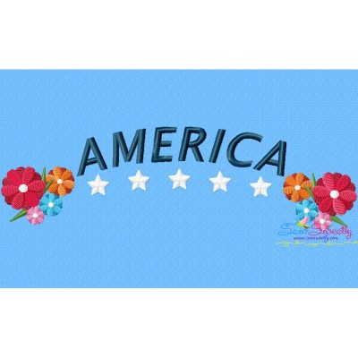4th of July Floral America Embroidery Design Pattern-1
