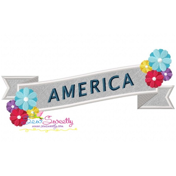 4th of July Ribbon-2 Patriotic Applique Design Pattern-1