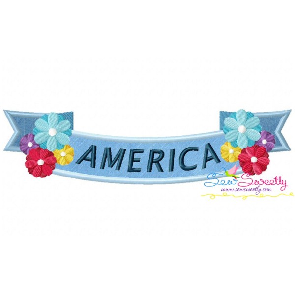 4th of July Ribbon-1 Patriotic Applique Design Pattern-1
