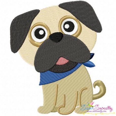 Cute Pug Dog Embroidery Design- 1