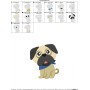 Cute Pug Dog Embroidery Design Pattern-2