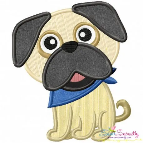 Cute Pug Dog Applique Design Pattern-1