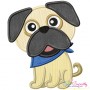 Cute Pug Dog Applique Design Pattern-1