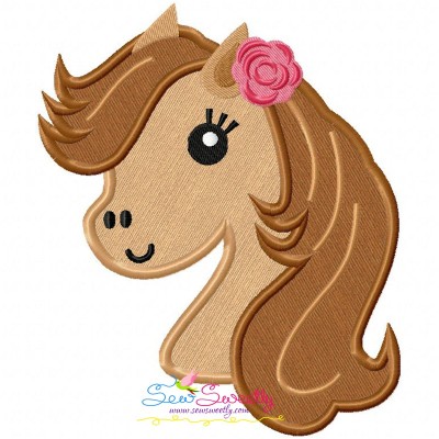 Horse Head Girl Applique Design Pattern-1