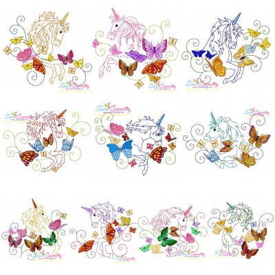 Magic Unicorns Embroidery Design Pattern Bundle-1