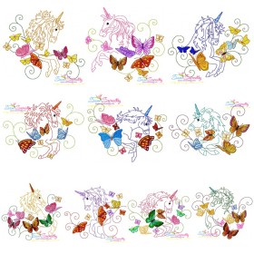 Magic Unicorns Embroidery Design Bundle-1
