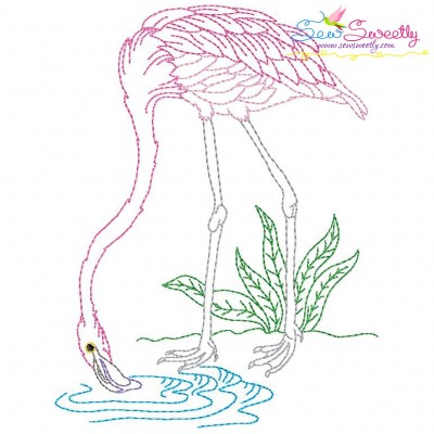 Vintage Stitch Flamingo-1 Embroidery Design Pattern-1