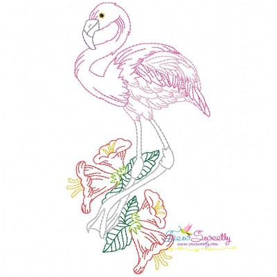 Vintage Stitch Flamingo-4 Embroidery Design Pattern-1
