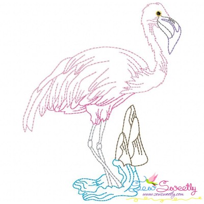 Vintage Stitch Flamingo-6 Embroidery Design Pattern-1