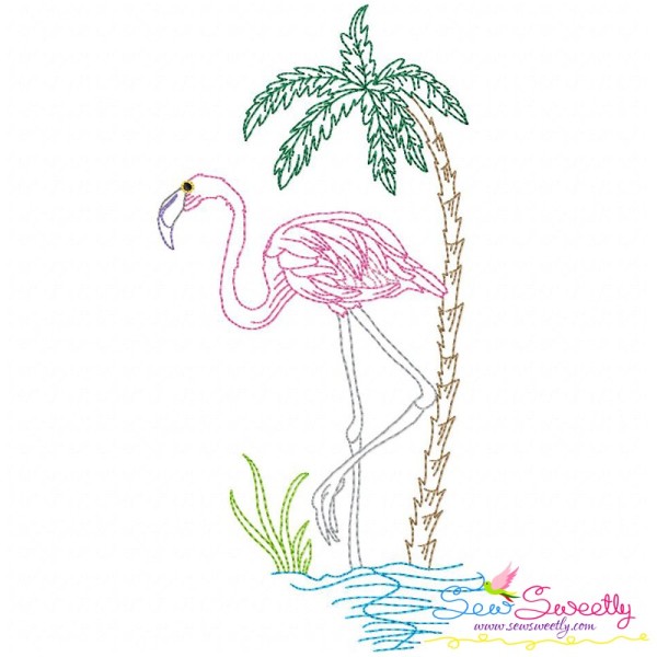 Vintage Stitch Flamingo-7 Embroidery Design Pattern-1