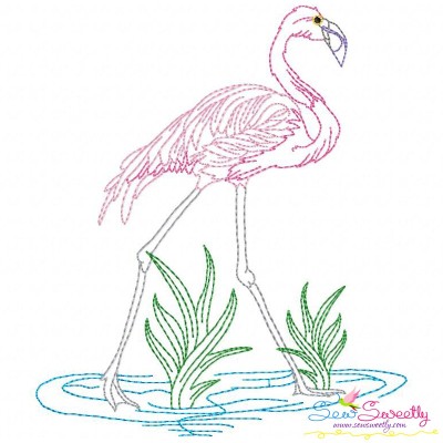 Vintage Stitch Flamingo-8 Embroidery Design Pattern-1
