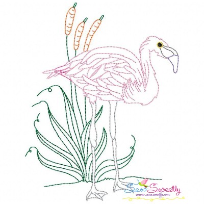 Vintage Stitch Flamingo-9 Embroidery Design Pattern-1