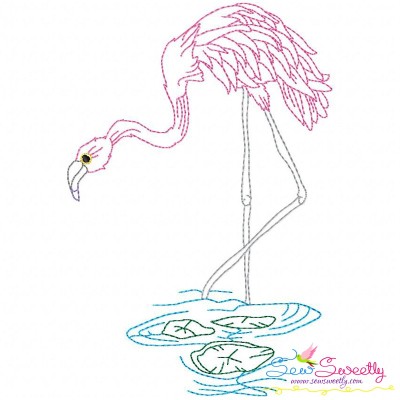 Vintage Stitch Flamingo-10 Embroidery Design Pattern-1