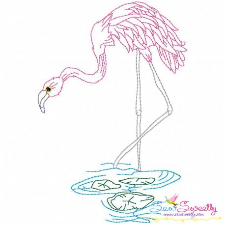 Vintage Stitch Flamingo-10 Embroidery Design Pattern-1