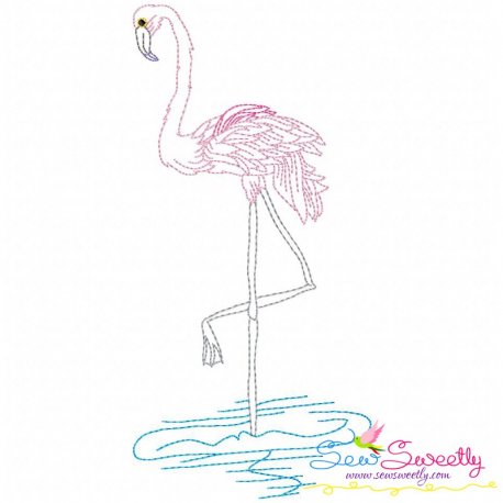 Vintage Stitch Flamingo-11 Embroidery Design