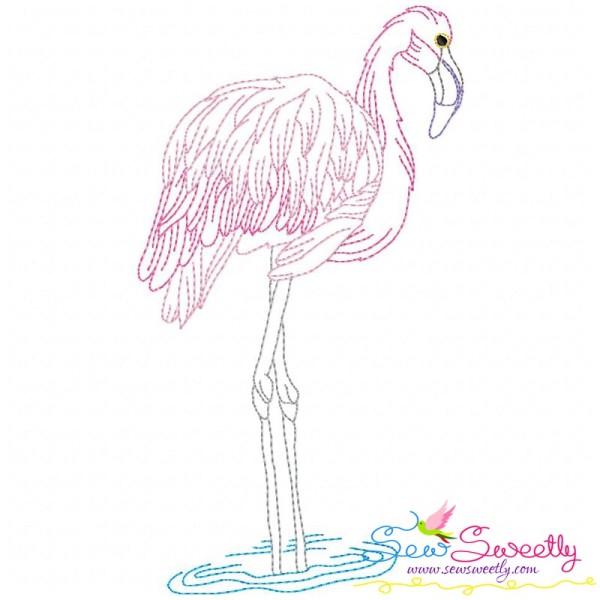 Vintage Stitch Flamingo-12 Embroidery Design Pattern-1
