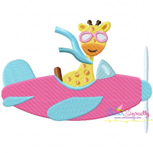 Giraffe Pilot Embroidery Design Pattern-1