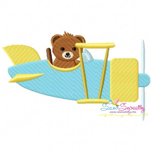 Teddy Bear Pilot Embroidery Design Pattern-1