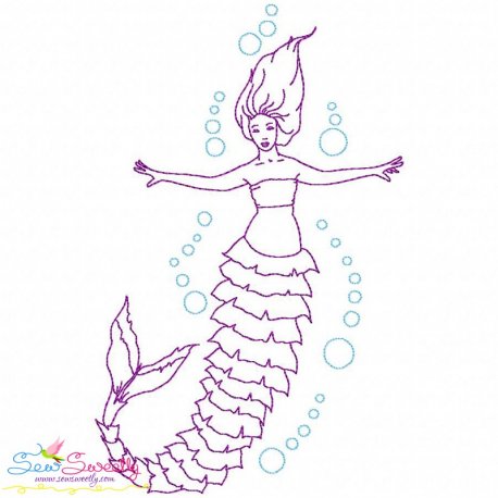 Vintage Stitch Mermaid-2 Embroidery Design Pattern