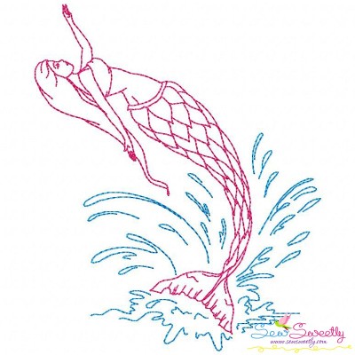 Vintage Stitch Mermaid-3 Embroidery Design Pattern-1