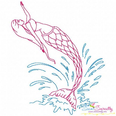 Vintage Stitch Mermaid-3 Embroidery Design Pattern